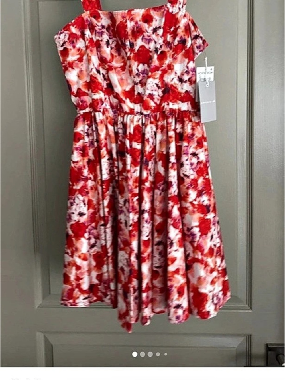 Nordstrom CINQ À SEPT Floral Midi Dress in Red & White Size Small NWT